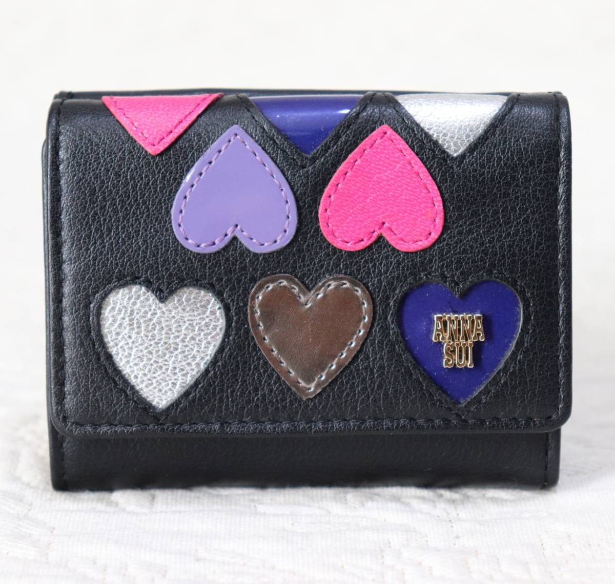 アナスイ財布 新品訳箱付き【ANNA SUI アナスイ】本革 ランダムハート 三つ折りミニ