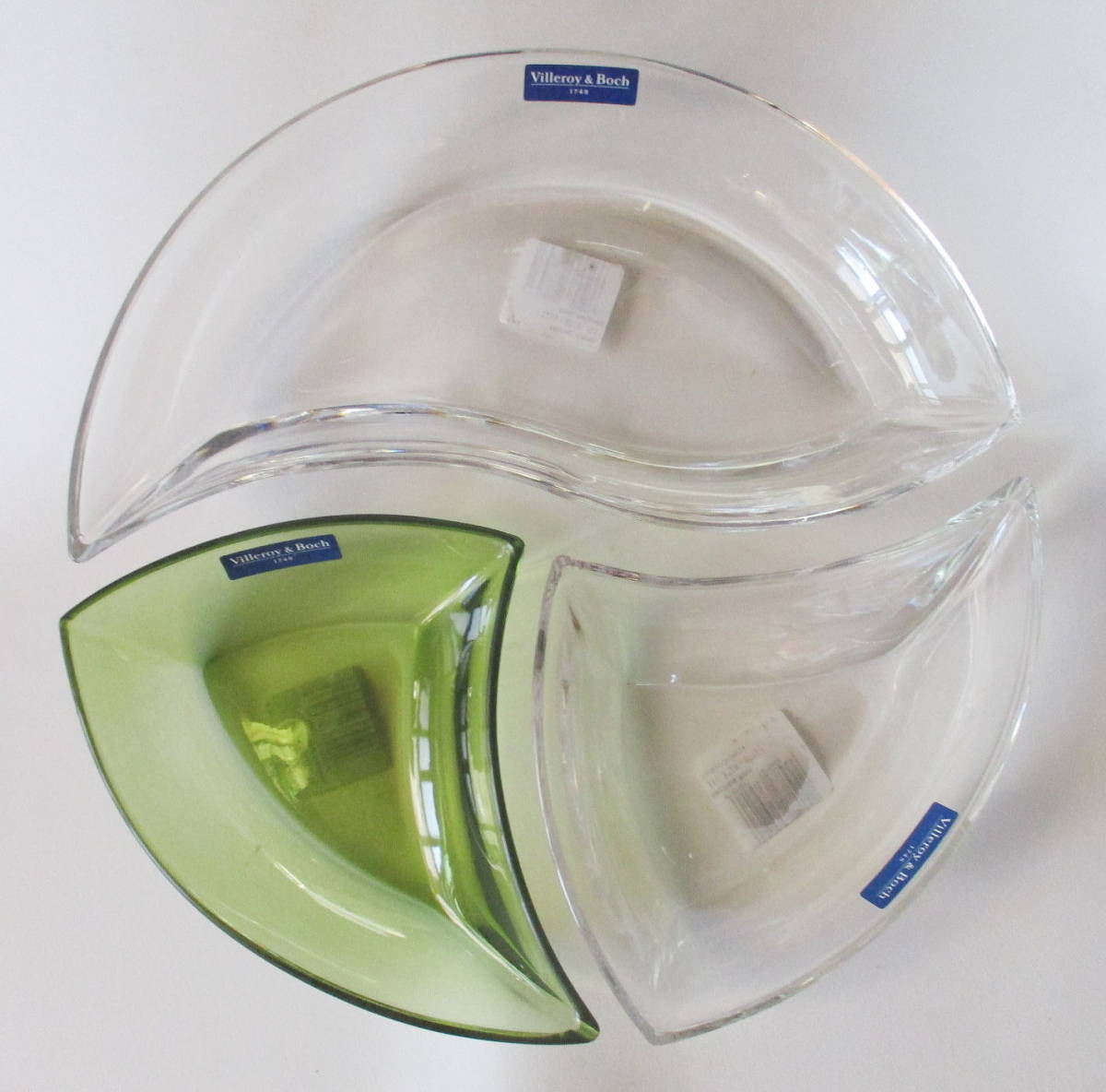 廃盤 villeroy&boch/ビレロイ＆ボッホ ガラス ニューウェーブムーブ ボウル 3枚セット ドイツ製 未使用