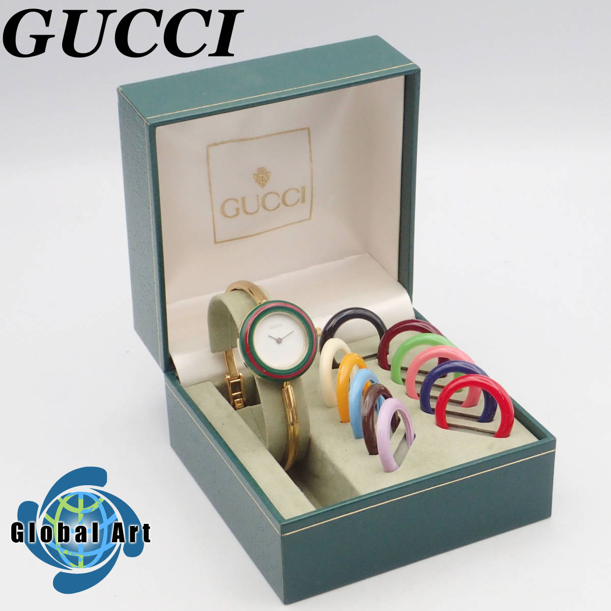い12612/GUCCI グッチ/チェンジベゼル/クオーツ/レディース腕時計/バングルウォッチ/替えベゼル 11色/11/12.2/ケース付