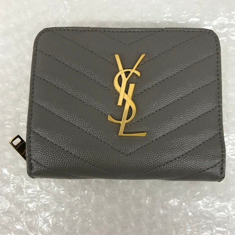 【ALBC6029】YSLイヴサンローラン Vステッチ 二つ折り財布