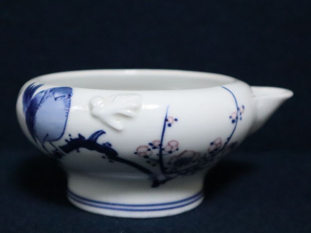 時代物 佐竹富三 造 富三造 会津本郷焼 鶯梅文 煎茶器揃 染付 色絵
