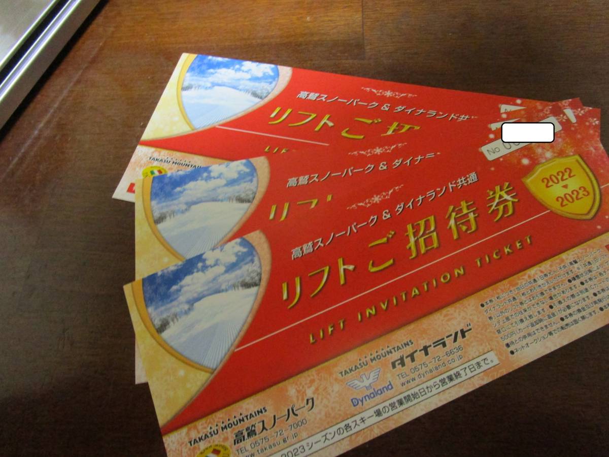 【即日発送】高鷲ダイナ共通券　４枚 高鷲&ダイナ共通リフト券 3枚セット 【公式通販】