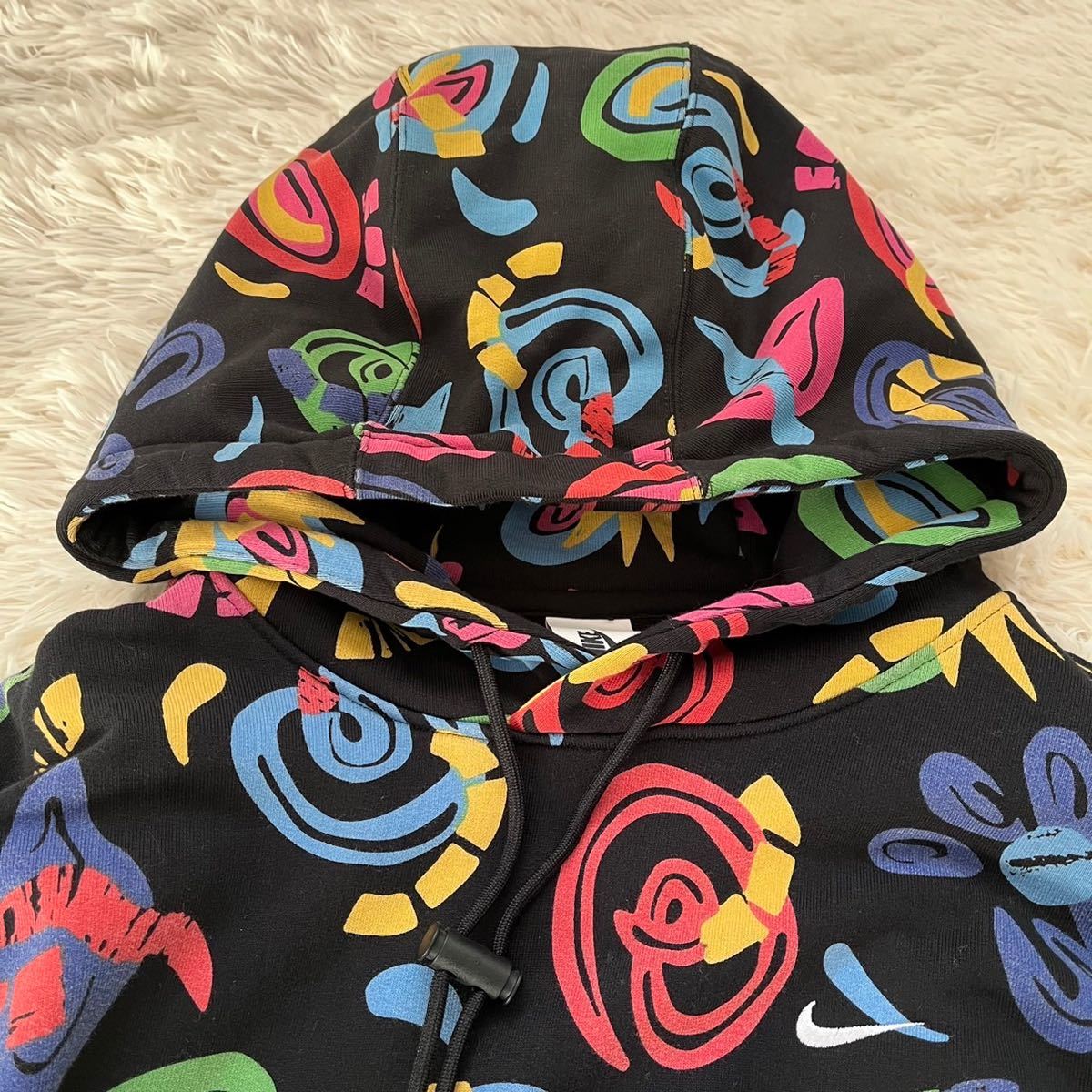 NIKE ナイキ L スウェット パーカー 総柄 ブラック系 | VACHAMBER.COM