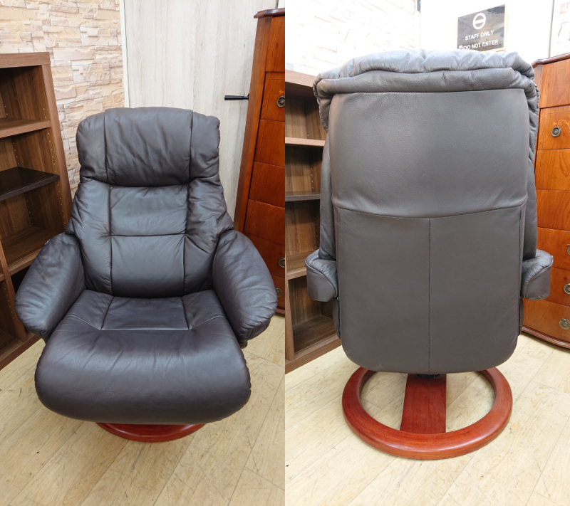 イエリアーダ Hjellegjerde リクライニングチェア & オットマン 本革