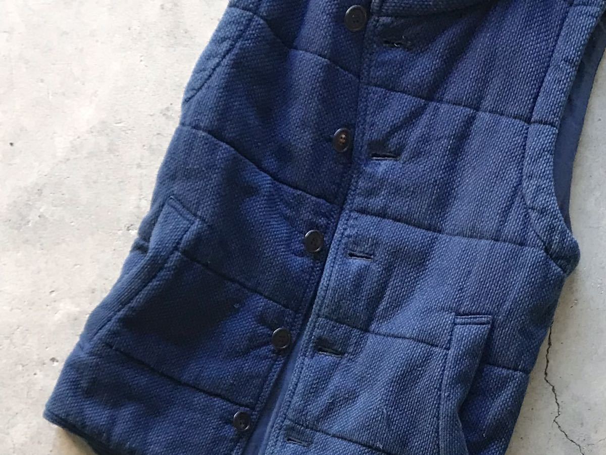BLUE BLUE JAPAN インディゴ染め 中綿入り 刺し子 ベスト 1/S
