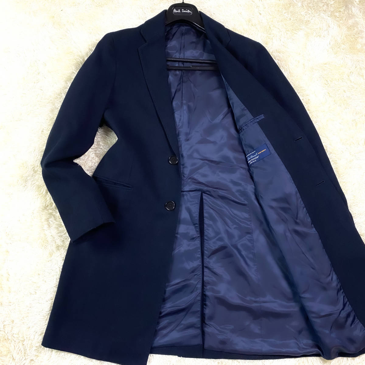 美品!極上!United Arrows×Loropianaチェスターコート ネイビー濃紺 L～M イタリア製大きいサイズ伊製ロロピアーナ×ユナイテッド アローズ