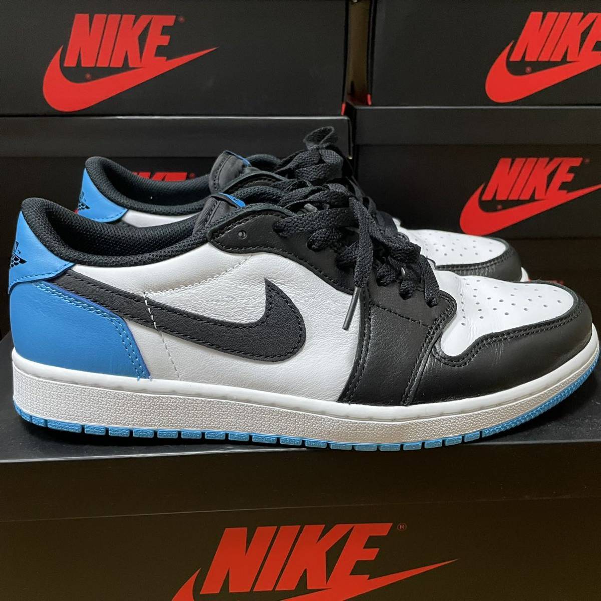 NIKE AIR JORDAN 1 RETRO LOW OG Black and Dark Powder Blue/UNC 28.5 