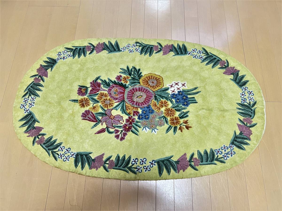 超☆限定仕様 最高級ラグ☆SPECIAL LIMITED【廃番/入手困難】RALPH LAURENxSHYAM AHUJA インド製 ウール100% ハンドメイド&花・刺繍☆RRL
