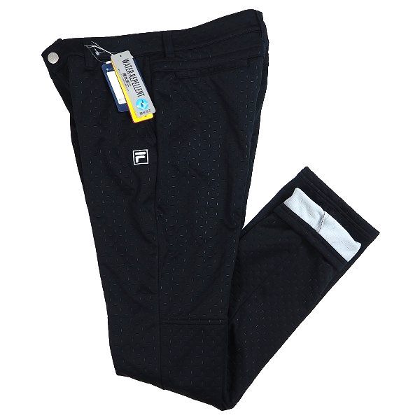N918 新品 FILA GOLF フィラ ゴルフ 秋冬 高周波 キルト 3層ボンディング ストレッチ パンツ 裏起毛 Dカン 撥水加工 保温 86 ブラック