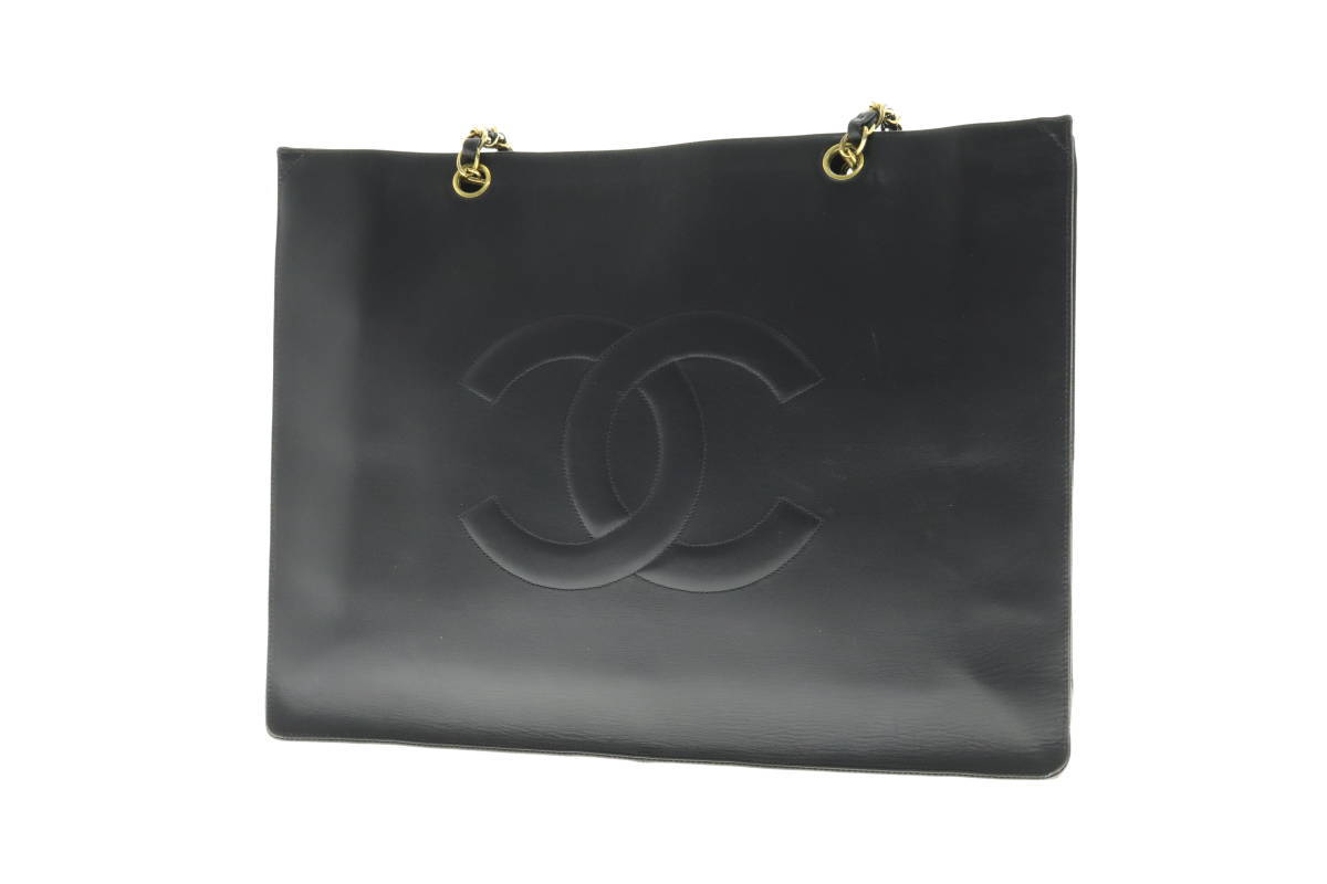 VMPD4-1210-18 CHANEL シャネル トートバッグ ショルダーバッグ デカココマーク ココマーク チェーン 4番台 レディース ブラック 黒 中古