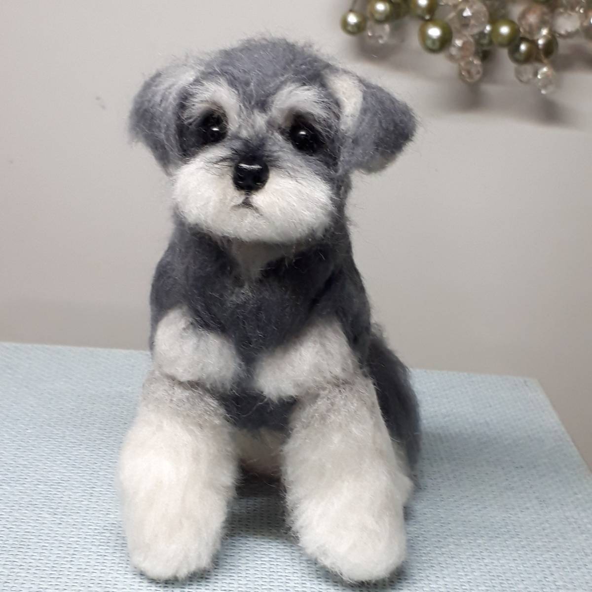 羊毛フェルト 犬 ミニチュア シュナウザー 羊毛フェルト 犬 ミニチュア