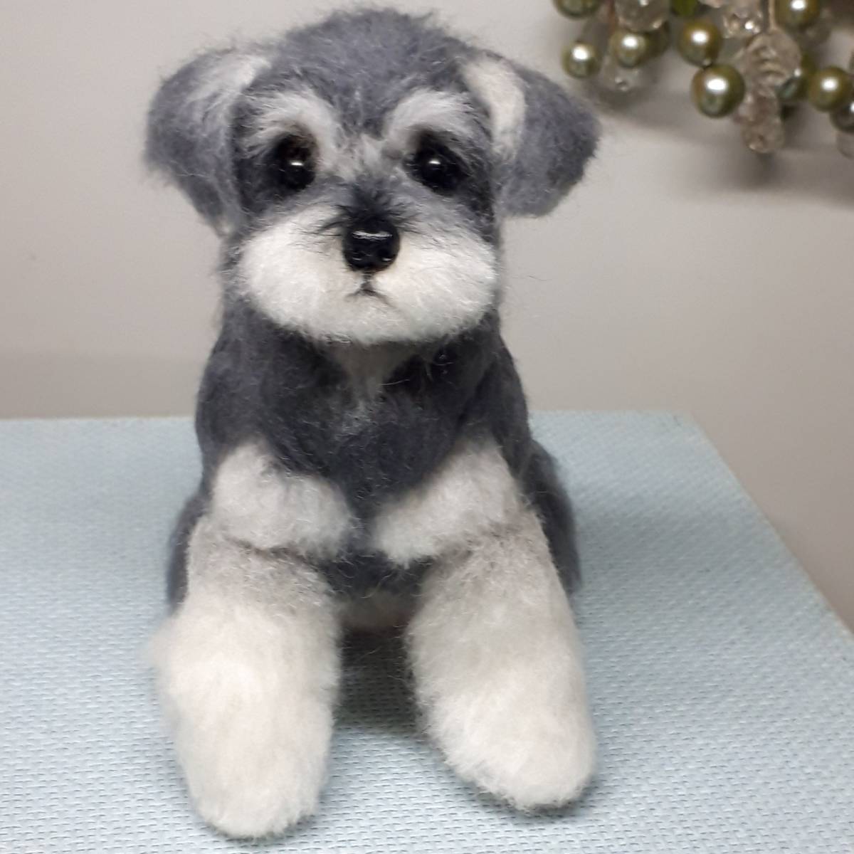 羊毛フェルト 犬 ミニチュア シュナウザー 羊毛フェルト 犬 ミニチュア