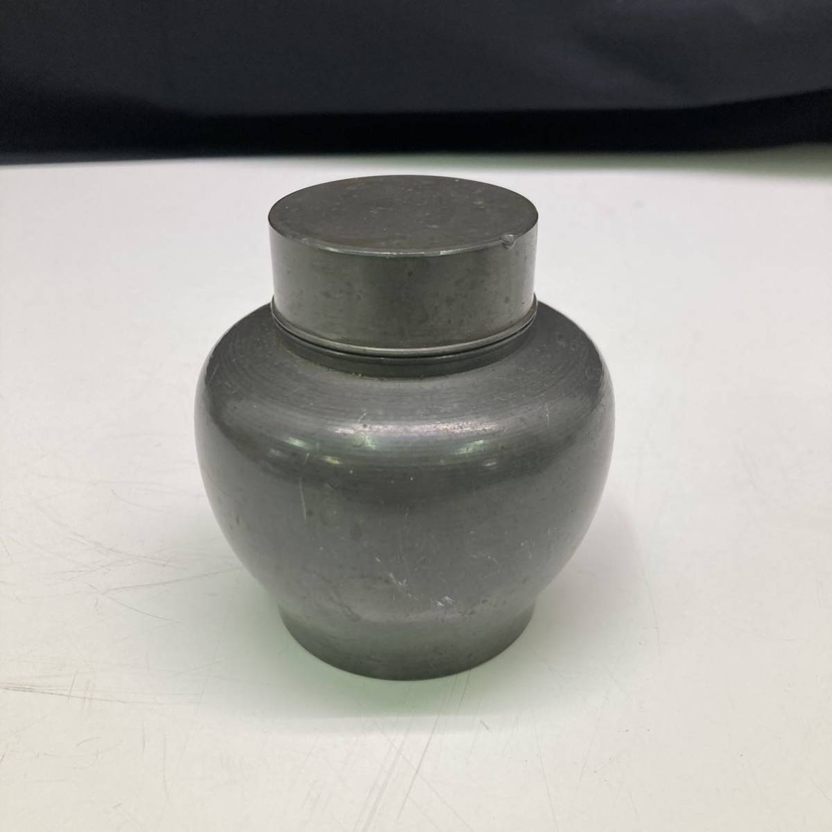 茶入 煎茶道具 茶壷 中国古玩 錫製 唐物 間村自 時代 唐