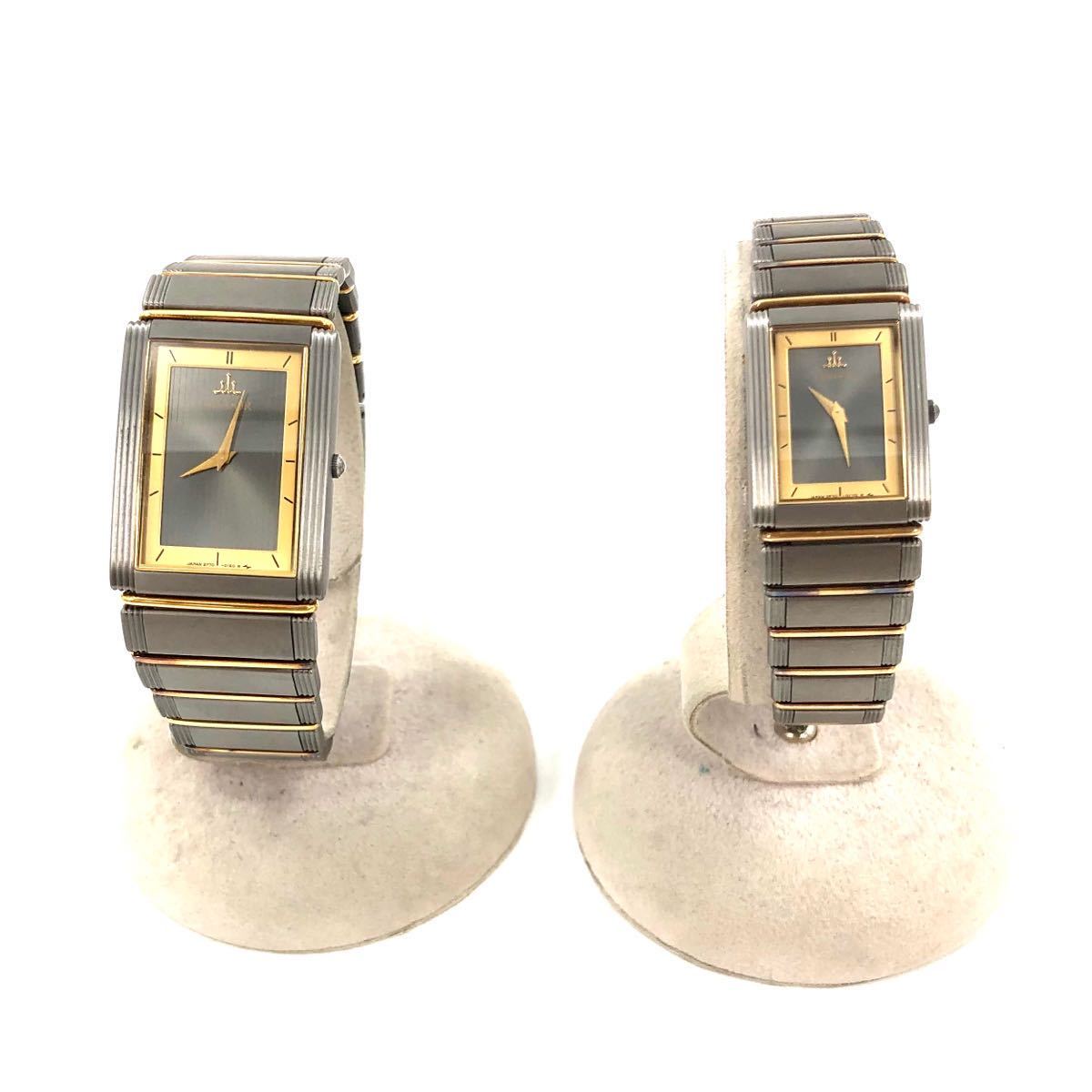 【SEIKO★CREDOR★ペアウォッチ】E-314 セイコー クレドール 腕時計 クォーツQZ 18KT TITANIUM チタン 2F70-5130 5140 メンズ レディース