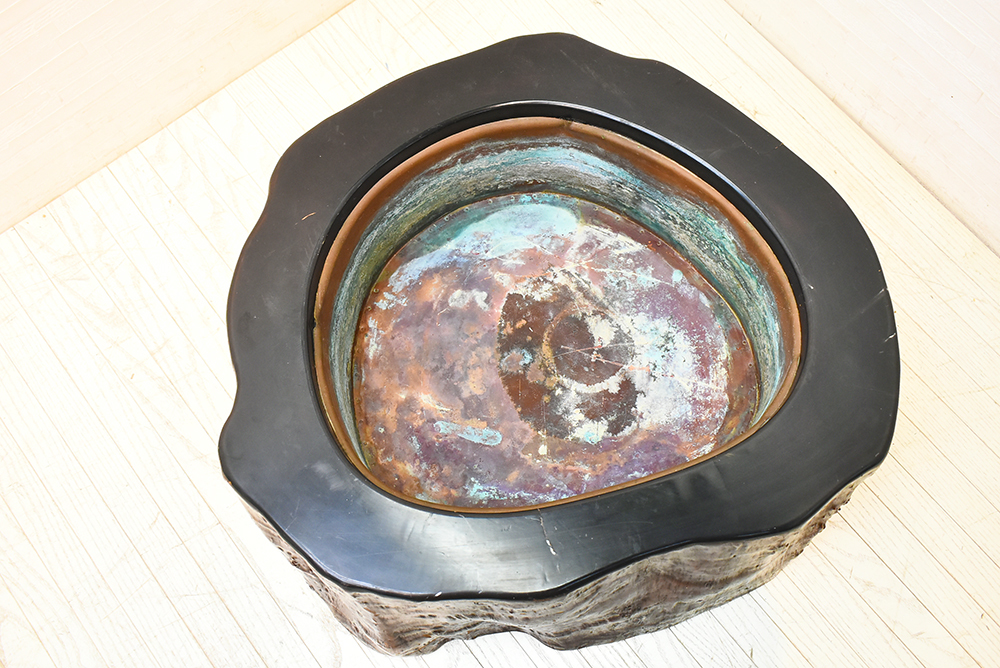 ◎TAT100_欅/火鉢/天然木/くり貫き火鉢/和家具/丸型/囲炉裏/切り株 