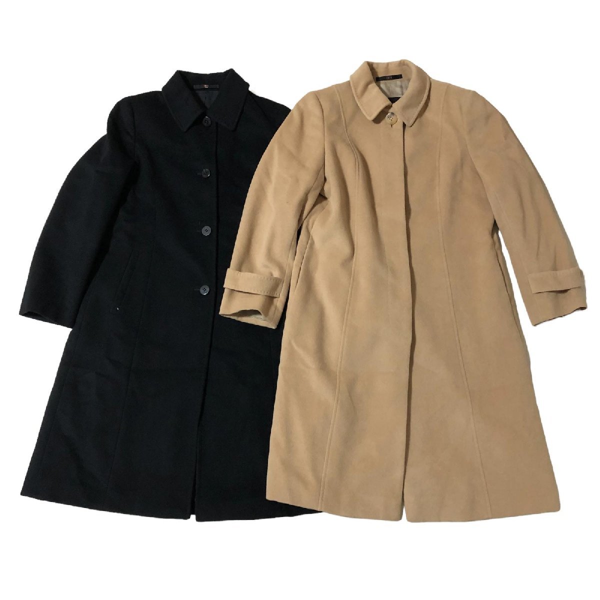 美品 DAKS ダックス ロングコート 2点セット 黒系 ベージュ系 カシミヤ 