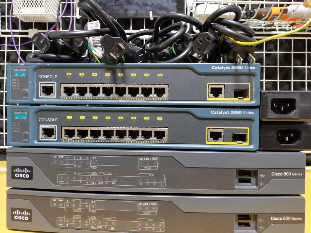 Cisco 892J 2台 最高 + Catalyst 2960 2台 CCNA、CCNP）2台セット