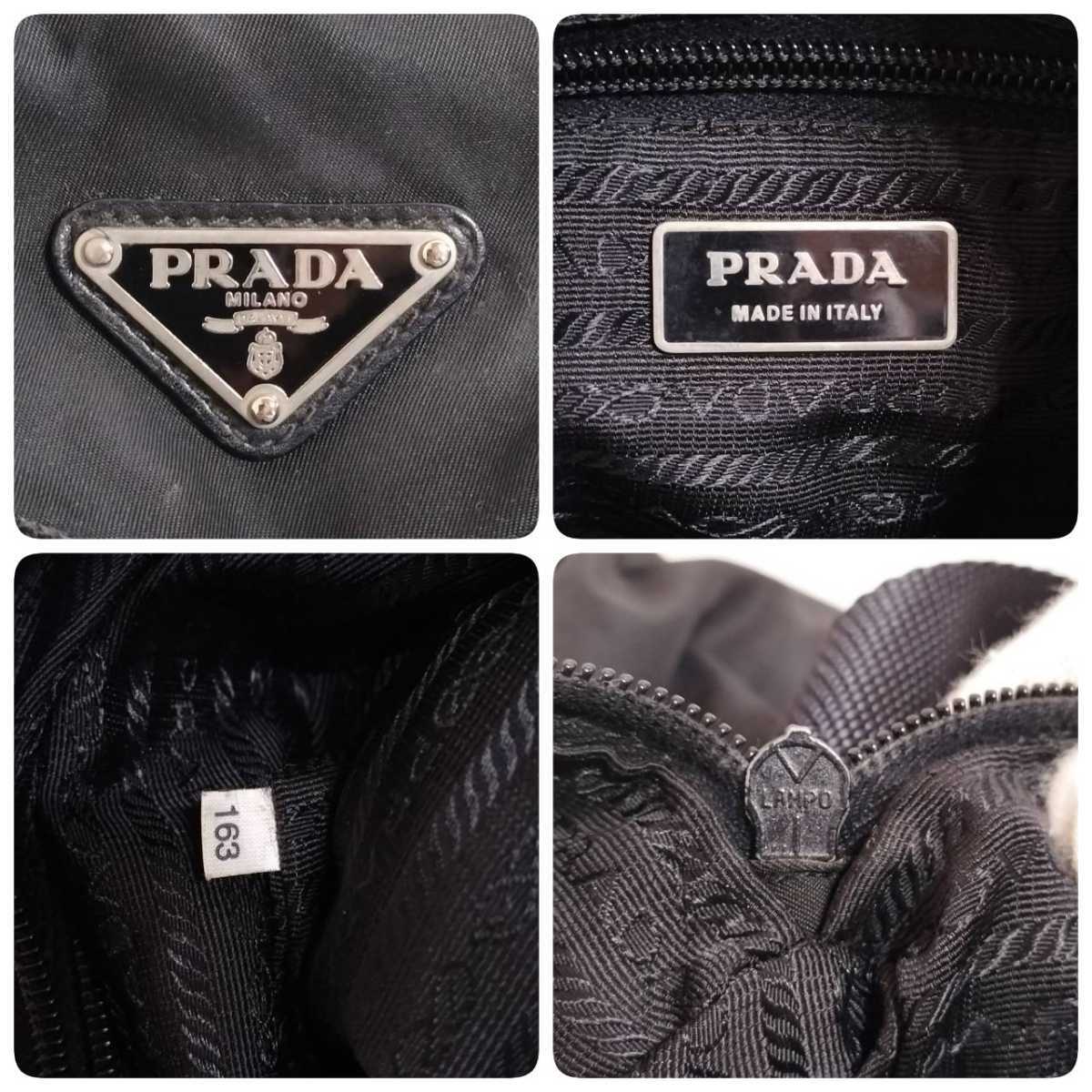 美品】 正規品 PRADA プラダ ナイロン ショルダーバッグ 三角ロゴ 黒 