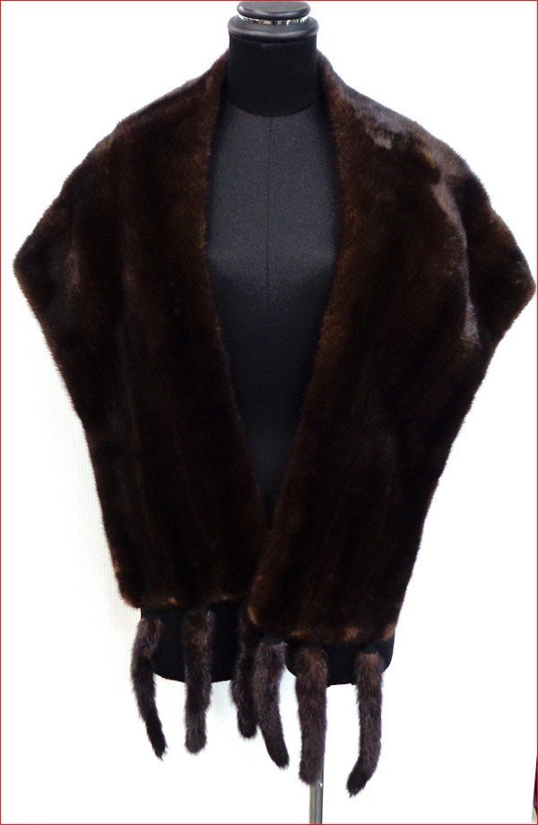 Bana8◆毛皮 美品◆艶有 ミンク ショール 茶系 和装 着物