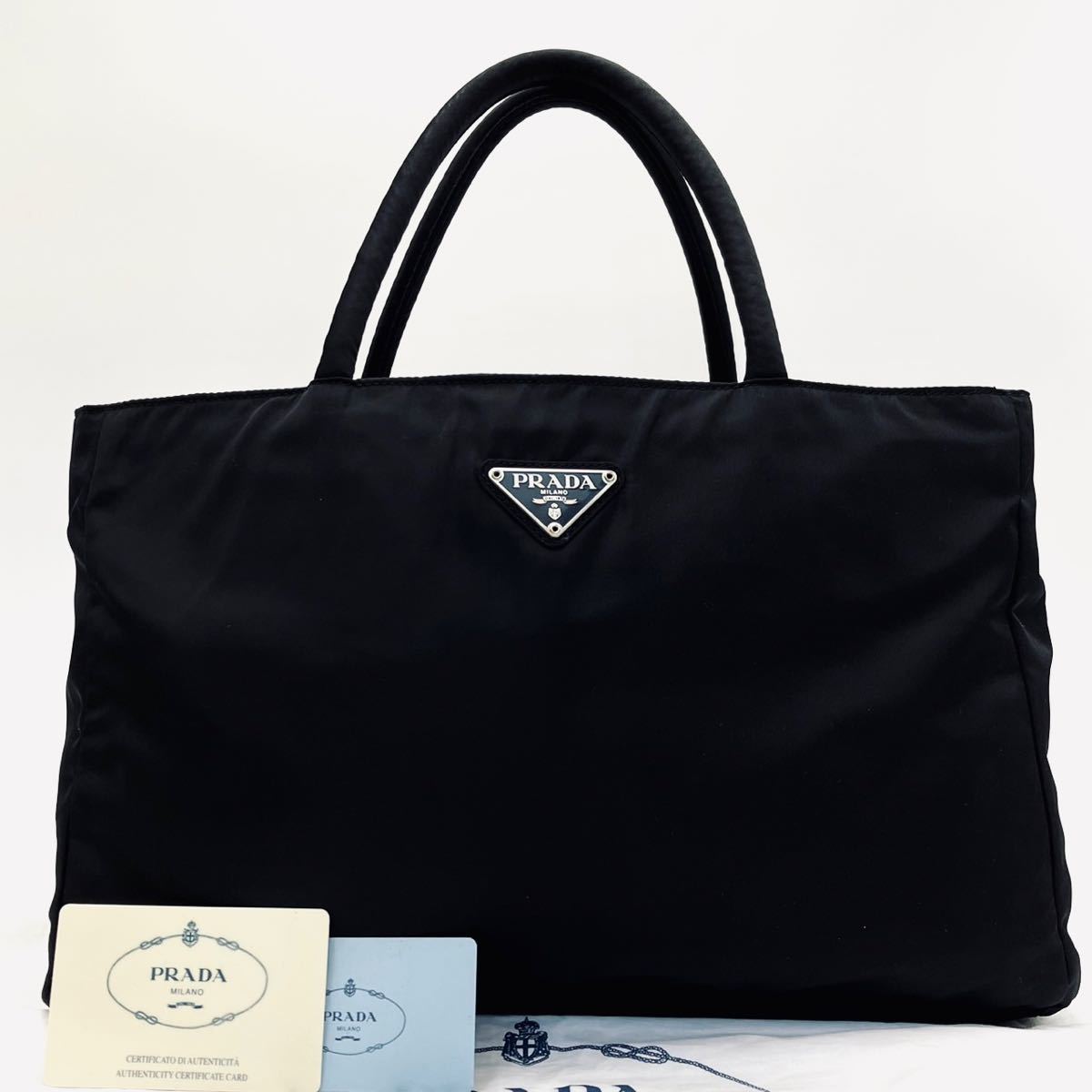 人気】PRADA プラダ トートバッグ 三角ロゴ 黒 テスートナイロン 白 