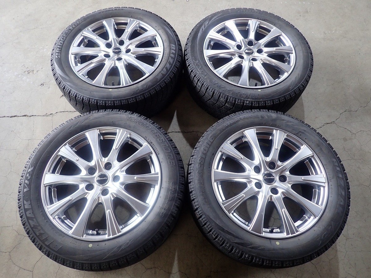 QR3337【送料無料215/55R17】エスティマ カムリ オデッセイなどに BS 中古スタッドレス ■17×7J 114.3/5H ET48■1円スタート
