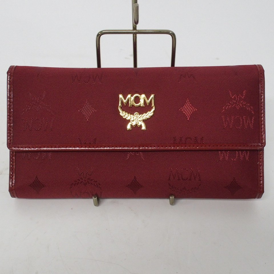 f002 Y5 未使用 エムシーエム MCM 二つ折り長財布 ナイロン ヴィセトス