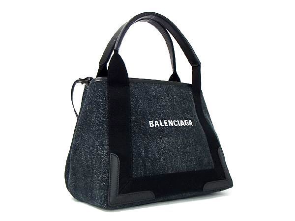□極美品□ BALENCIAGA バレンシアガ 339933 ネイビーカバスS デニム 