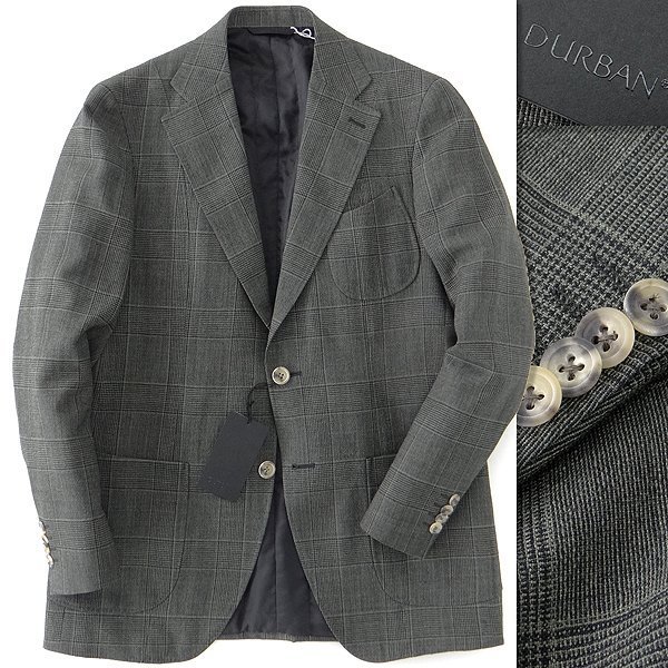 新品 8.2万 ダーバン 中綿 グレンチェック テーラード ジャケット AB5(幅広M) 緑 【J54834】 秋冬 メンズ 日本製 D'URBAN ウール ブレザー