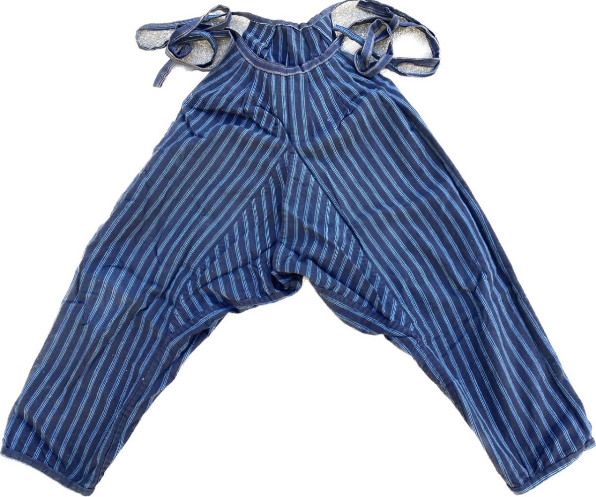 【兎】縞木綿のかるさん　モンペ　野良着　ヴィンテージ　古布　リメイク　昭和レトロ