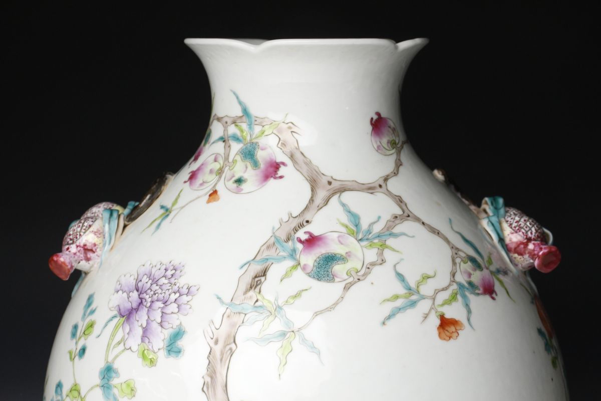 乾隆年製 色絵粉彩花鳥文 【LIG】中国美術 大清乾隆年製