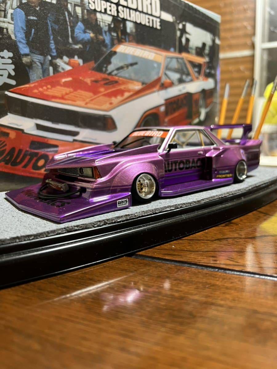 アオシマ1/24街道レーサー910ブルーバードシルエット改ジャンク(完成品 