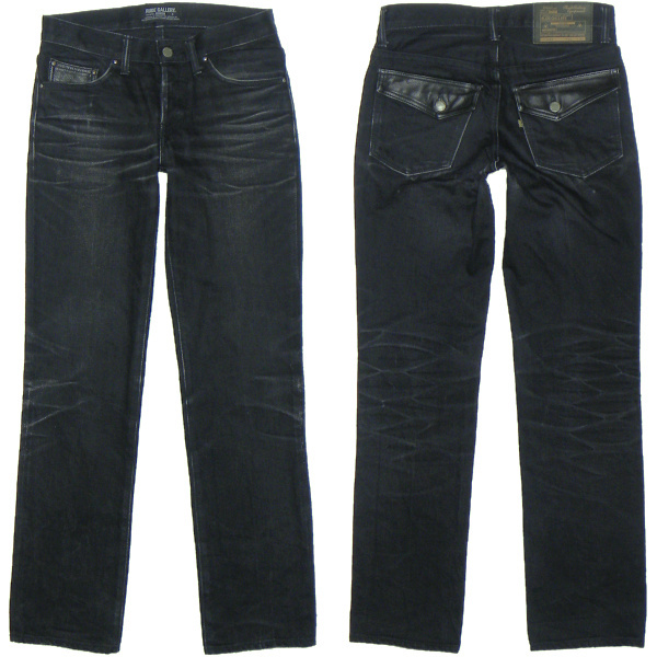 RUDE GALLERY レザーフラップ デニムパンツ 黒 2 ルードギャラリー