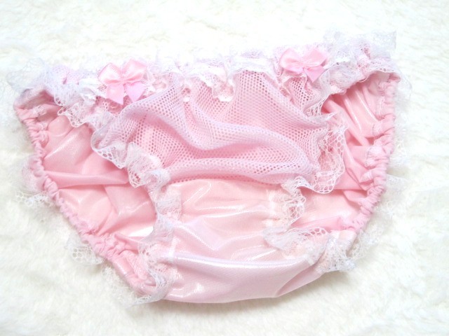 ★２５６★メッシュ ピンク スケスケ ロリータ 昭和レトロ風スキャンティ ハンドメイド パンティ ドール ショーツ インゴム パンツ Ｍ★