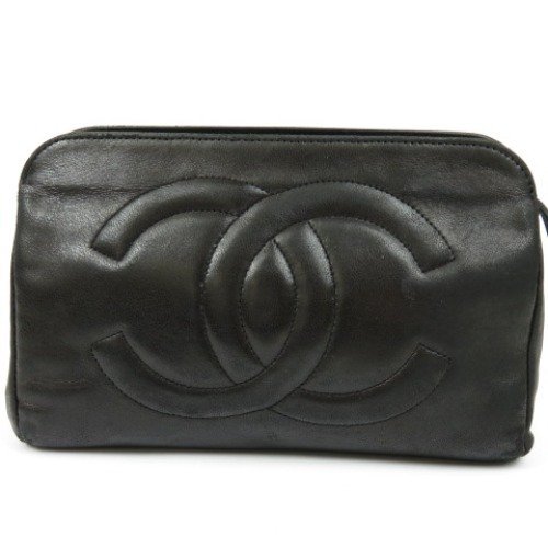 61236★1円スタート★CHANEL シャネル 外美品 デカココマーク　ポーチ　小物入れ　ヴィンテージ 化粧ポーチ ラムスキン レディース