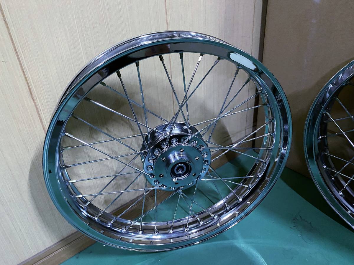 GS400 スポーク ホイール Hリム メッキ 前後セット ワイド/ F2.15J R2