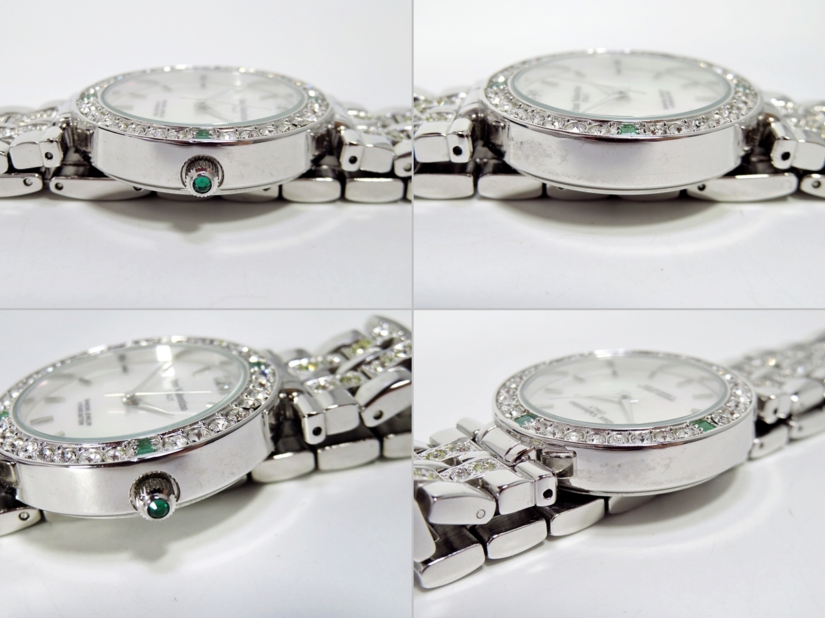 アイザックバレンチノ腕時計クオーツ 3針 天然ダイヤ ＆ エメラルド