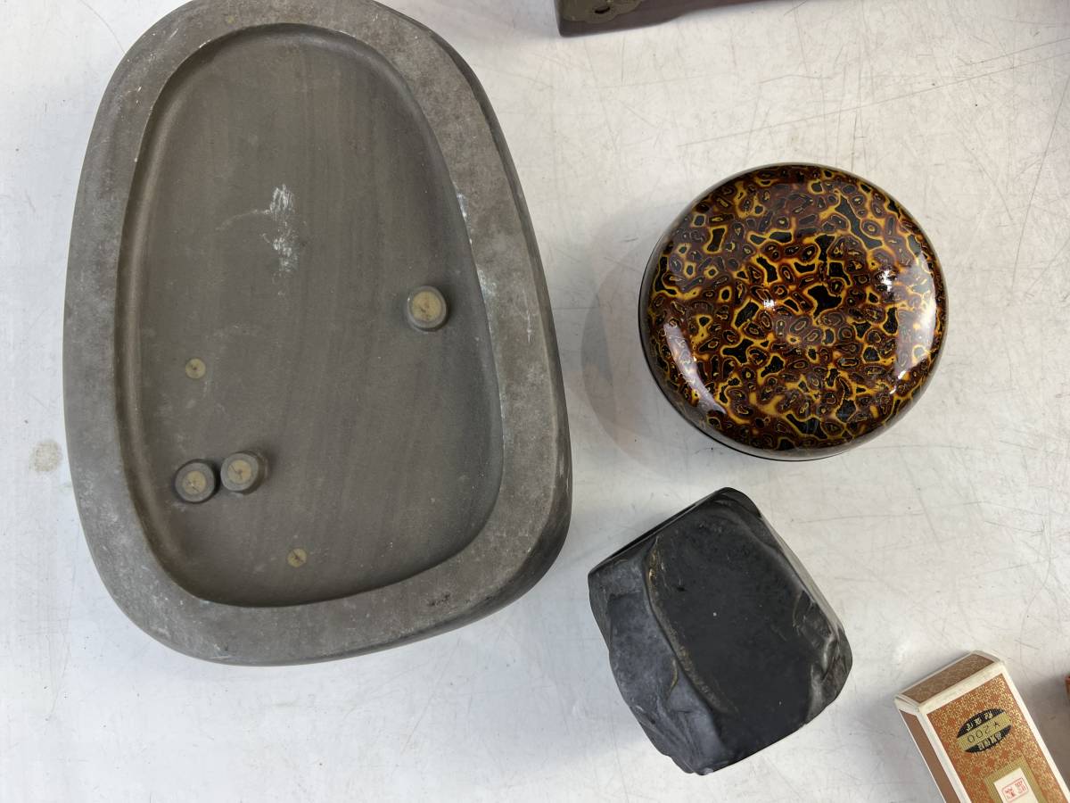 中国美術 まとめ 硯 書道 水晶 翡翠木箱 など セット 中国古玩 1円