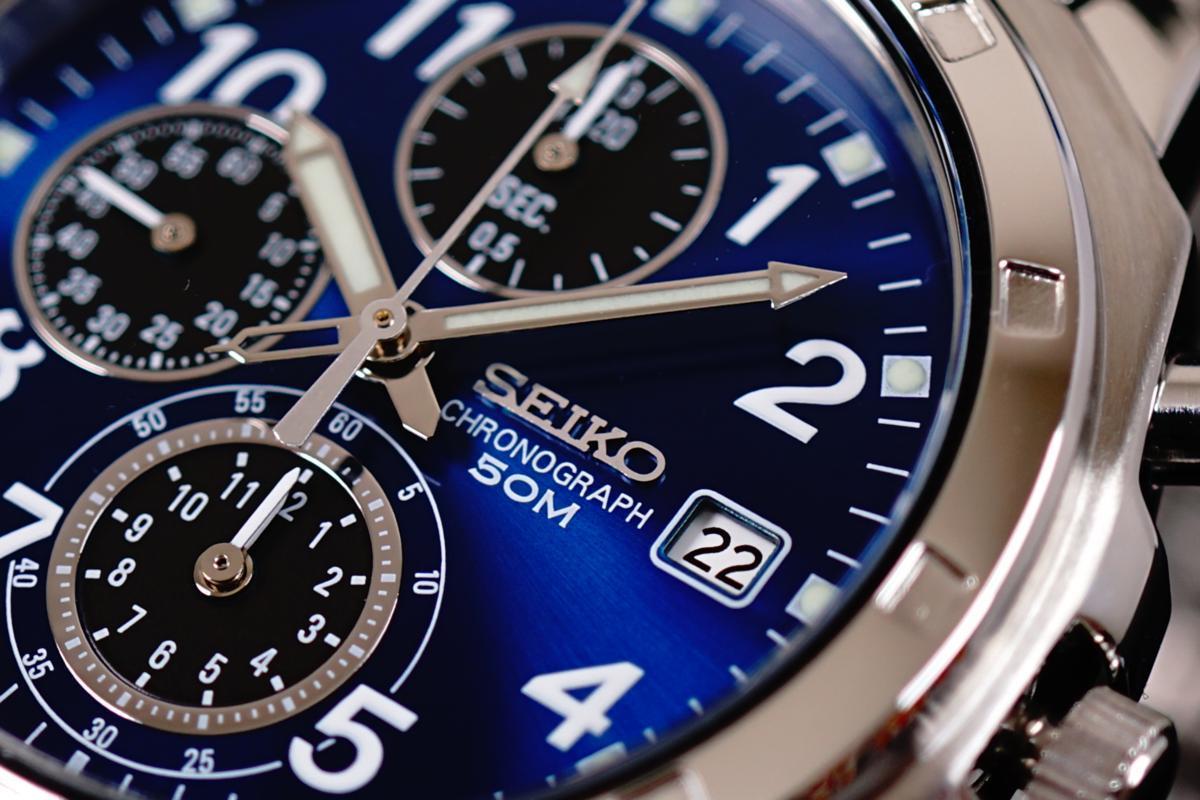 1円～ 1スタ セイコー逆輸入SEIKO欧州 50m防水 クロノグラフ 洗練された美しすぎるブルー&ブラック 新品未使用 本物 メンズ 1スタ 腕時計