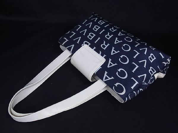 BVLGARI ブルガリ カバン ロゴマニア ハンドバッグ ネイビー系 