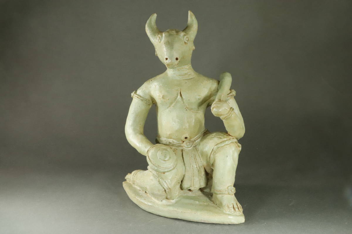 コレクター収集品 ミヤンマー　モン族緑釉陶　山羊俑　16世紀後期　出土品 コレクター収集品 ミヤンマー 出品目 ＠DDD-17 （ 三ヤンマーモン族緑