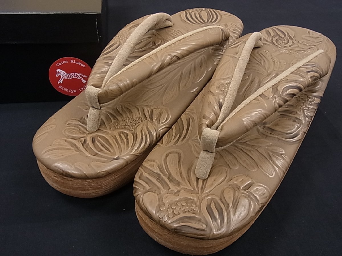 【限定SALE，安い】 花美人着物 和装小物 菱屋 Calen Blosso カレンブロッソ カフェ草履 プラント 榛色 Ｌサイズ 逸品 ih127(M寸)｜売買されたオークション情報、yahooの商品情報をアーカイブ公開 - オークファン M寸