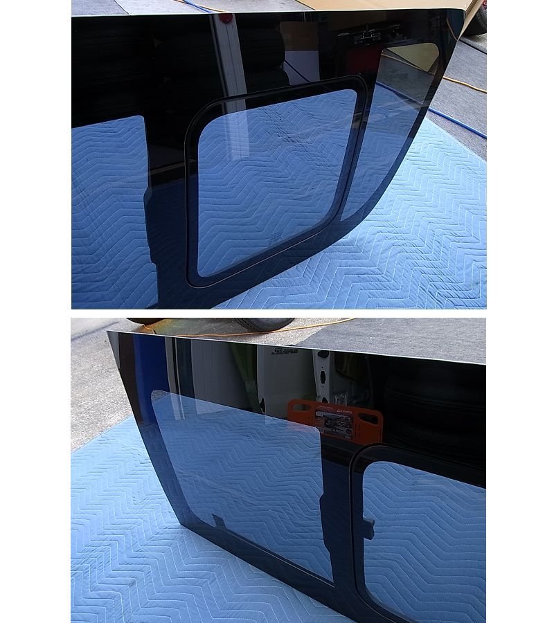 新車外し 200系 ハイエース 6型 純正 スライドドアガラス 小窓付 右側  