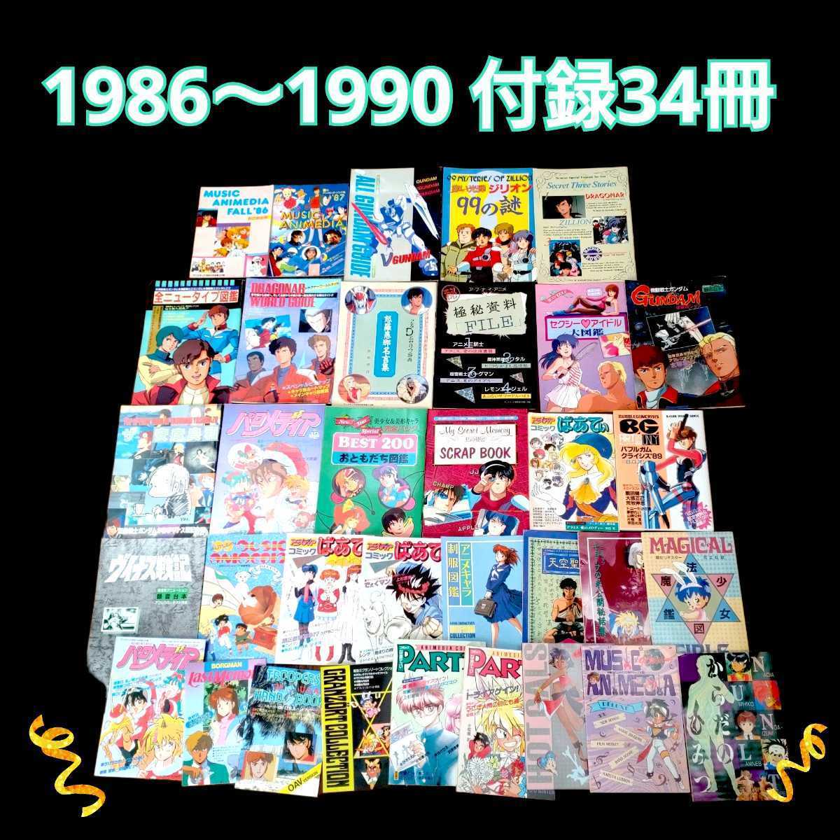 1986〜1990 ニュータイプ　コミック　アニメソング集 PARTY パロメディア 極秘資料　録音台本　他　　付録　34冊まとめ売り