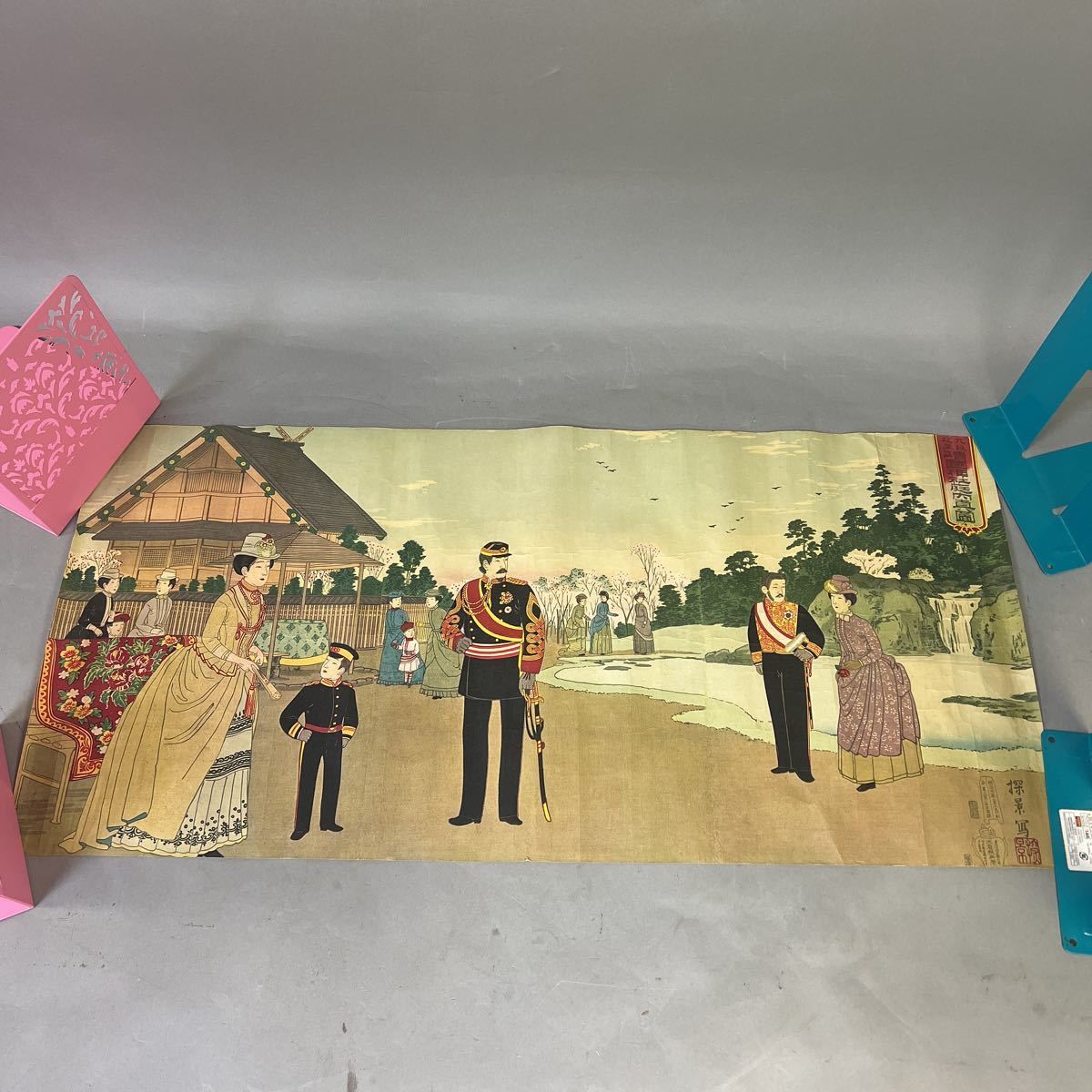 九段靖国神社図 浮世絵 木版画 三枚続 九段靖国神社図 浮世絵 木版画