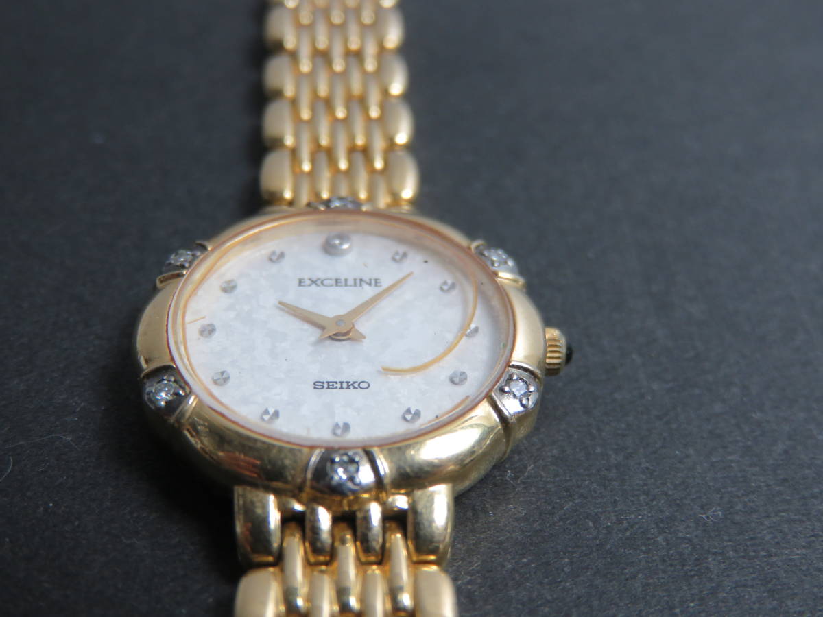 セイコー SEIKO エクセリーヌ EXCELINE クォーツ 2針 6Pダイヤモンド