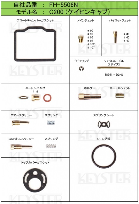 □ FH-5506N C200 京浜キャブレター用キャブレター リペアキット キー