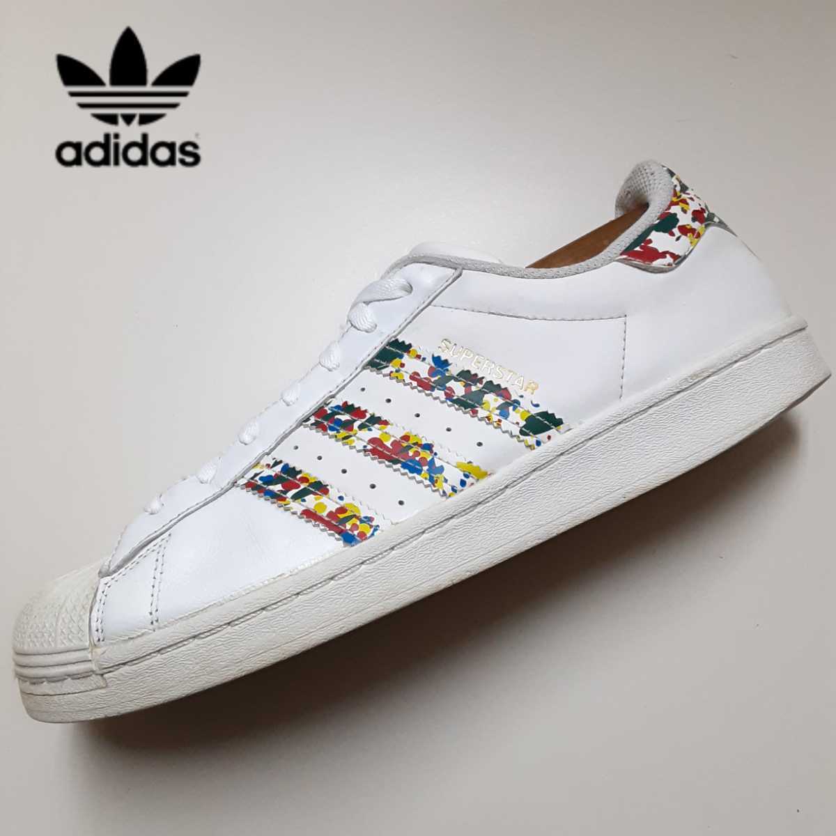 最値!1点物!奇跡の復刻!希少廃盤!名作サファリペイント!アディダス スーパースター高級オールレザー スニーカー!王道ホワイト!白 27.5cm