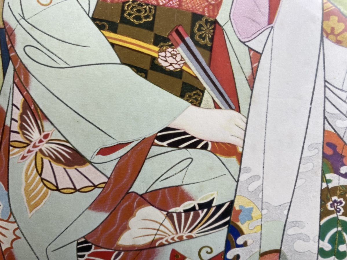 朝】日本画 美人画 伊東深水 春宵 F8 飾り絵 模写高60.6cm(人物、菩薩