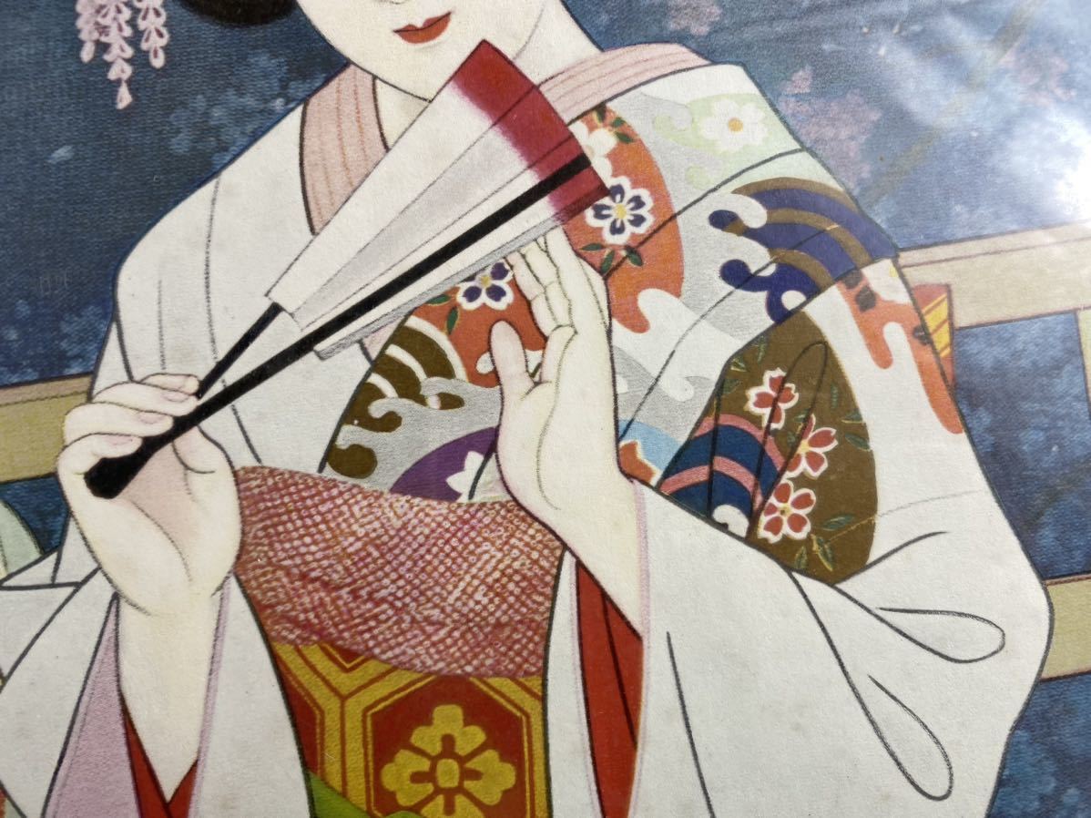 朝】日本画 美人画 伊東深水 春宵 F8 飾り絵 模写高60.6cm(人物、菩薩