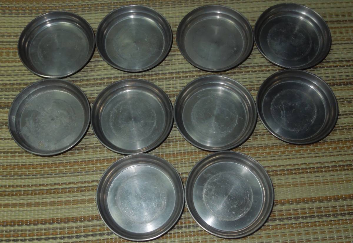 茶道具 時代物 錫・古錫 茶托 急須台 請合 10客 明治期 径：約